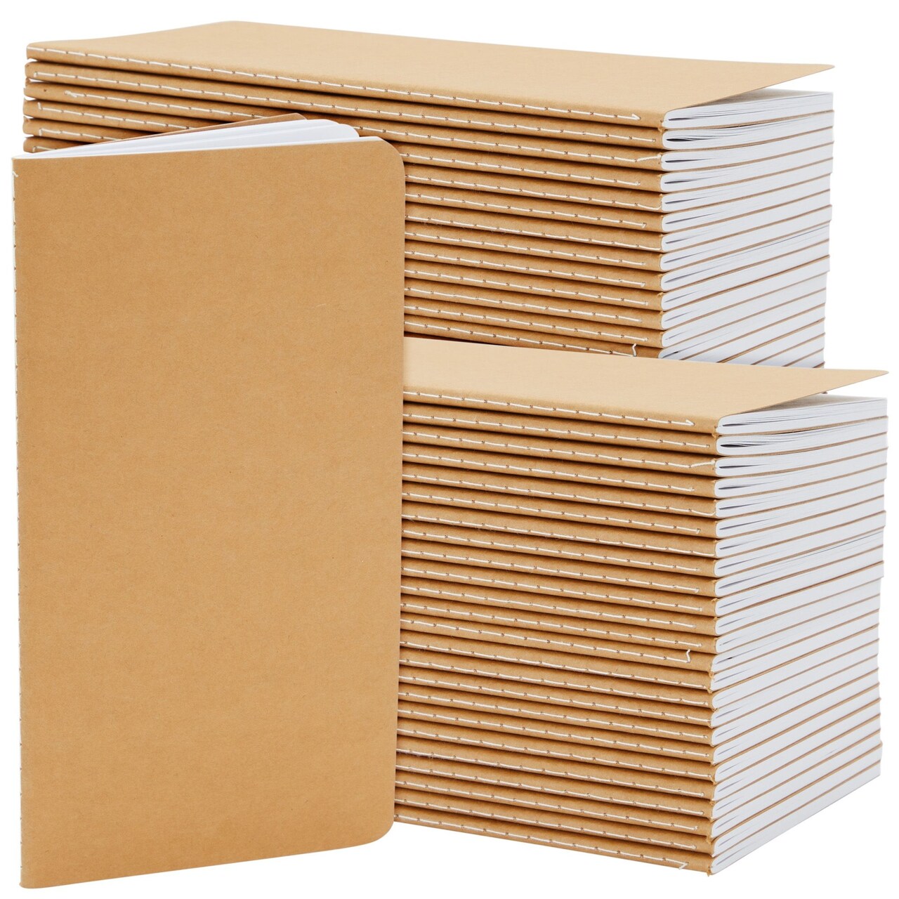 48 Pack Kraft Paper Notebooks Bulk, H5 Lined Journals for Writing, Students, Office, Travelers (80 Pages)